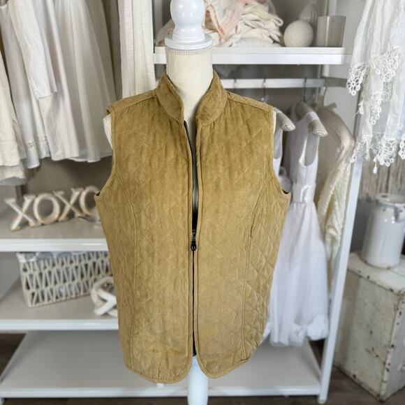 Rebecca Malone Women's Size M Lightweight Tan Full Zip Quilted Vest # 3560 - Picture 1 of 7